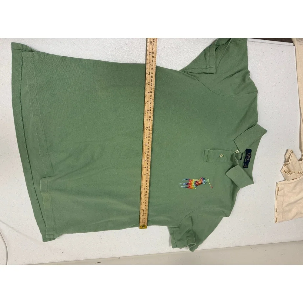 Polo Ralph Lauren Green Short Sleeve Polo Shirt Rainbow Pony Logo‎ Mens L
